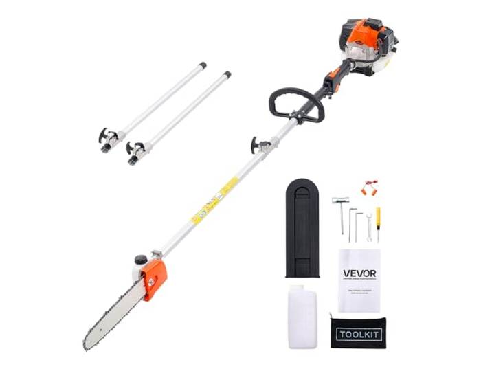 VEVOR Élagueuse Thermique sur Perche à 2 Temps\, 25 cc\, Élagueuse sans Fil à Essence\, avec Perche Extensible 2\,12-3\,62 m\, Guide-chaîne 30\,5 cm\, Réservoir de Carburant 650 ml\, pour Élagage des Arbres