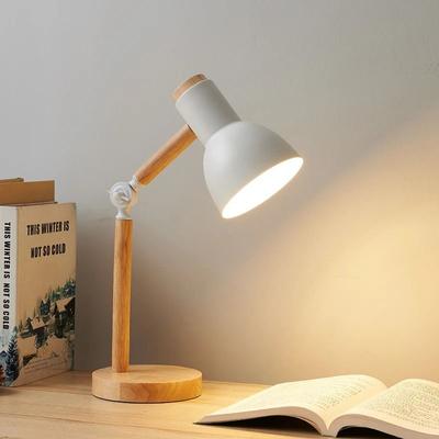 Uplifted Goods Wooden Nordic Style LED Table Lamp For Bedside Or Study Desk white uk Plug