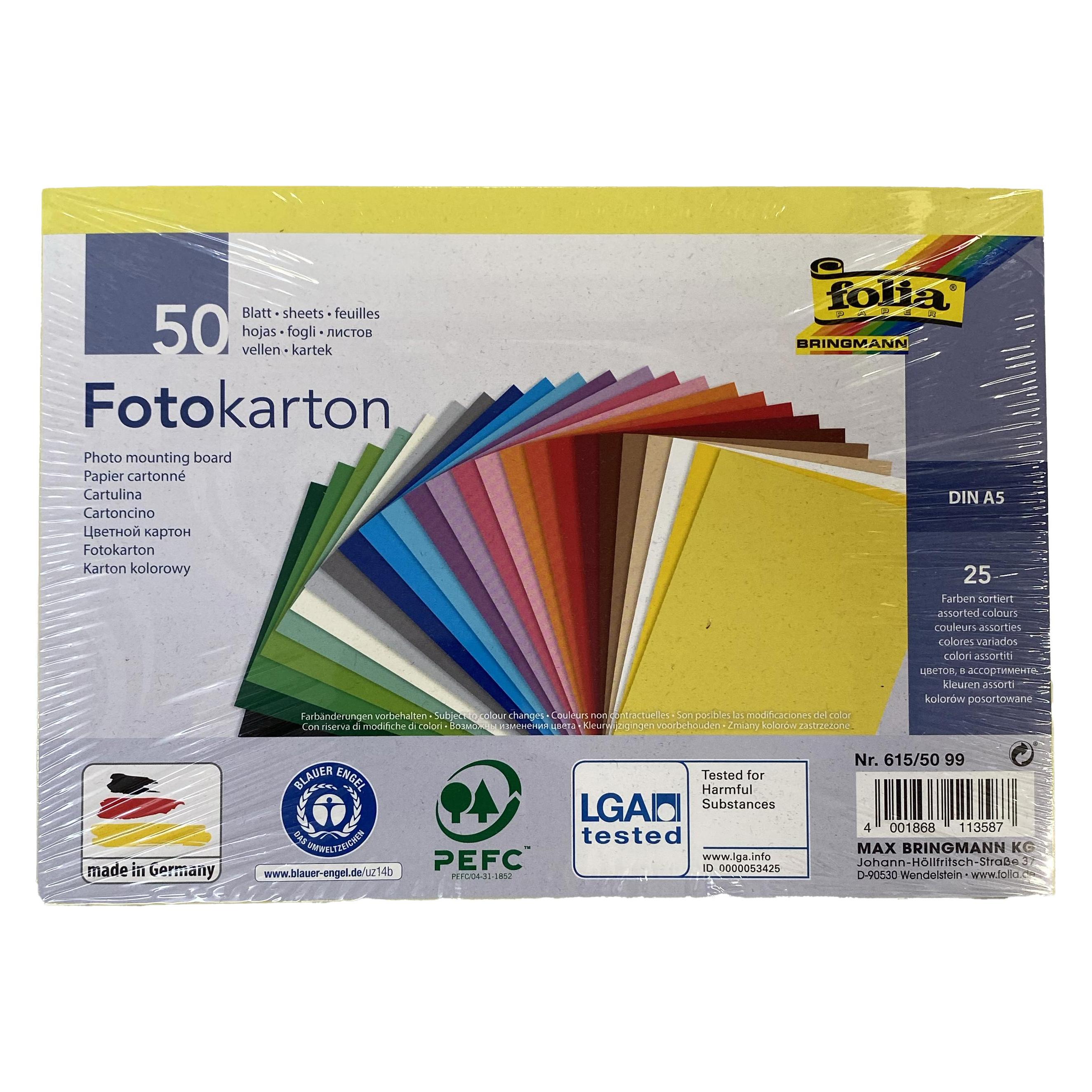 Folia Fotokarton, DIN A5, 300 g/qm, 25 Farben sortiert (300 g/m², 1x) (615/50 99)