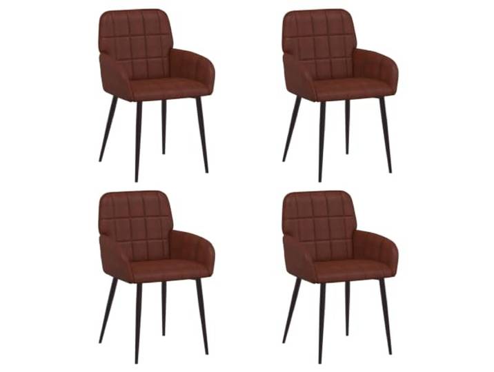 NKOPPFG Esszimmerstühle 4 STK. Kunstleder Glänzendes Braun Metallrahmen, atmungsaktives Kunstleder, geneigte Rückenlehne und Armlehnen, einfache Reinigung, Innenbereich