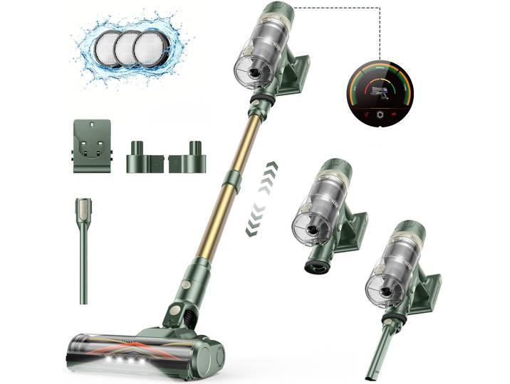 Aspirateur sans fil Laresar V12 à charge rapide 600W 65000PA, puissant, avec batterie amovible et affichage intelligent, charge rapide en 2h
