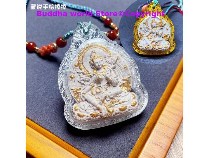 Talisman de bénédiction Saint manna tsha-tsha LE TARA PUSA Garde Tangka Amulette Moine Maître offrant une bénédiction efficace sat-chaya