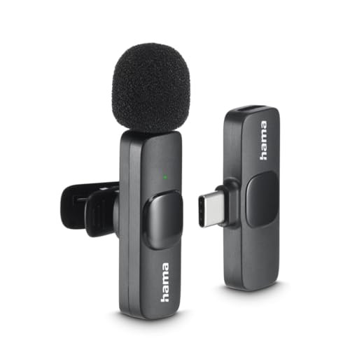 Hama Lavalier draadloze microfoon met Bluetooth en USB-C, zwart