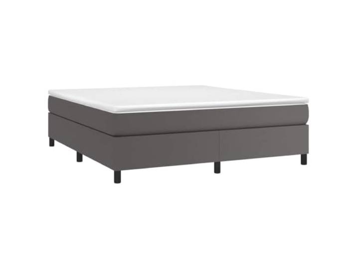 KTHLBRH Boxspringbett Grau 160 x 200 cm Kunstleder Robuste Beine, Lattenrost aus Sperrholz, leicht zu reinigen, Matratze nicht im Lieferumfang enthalten