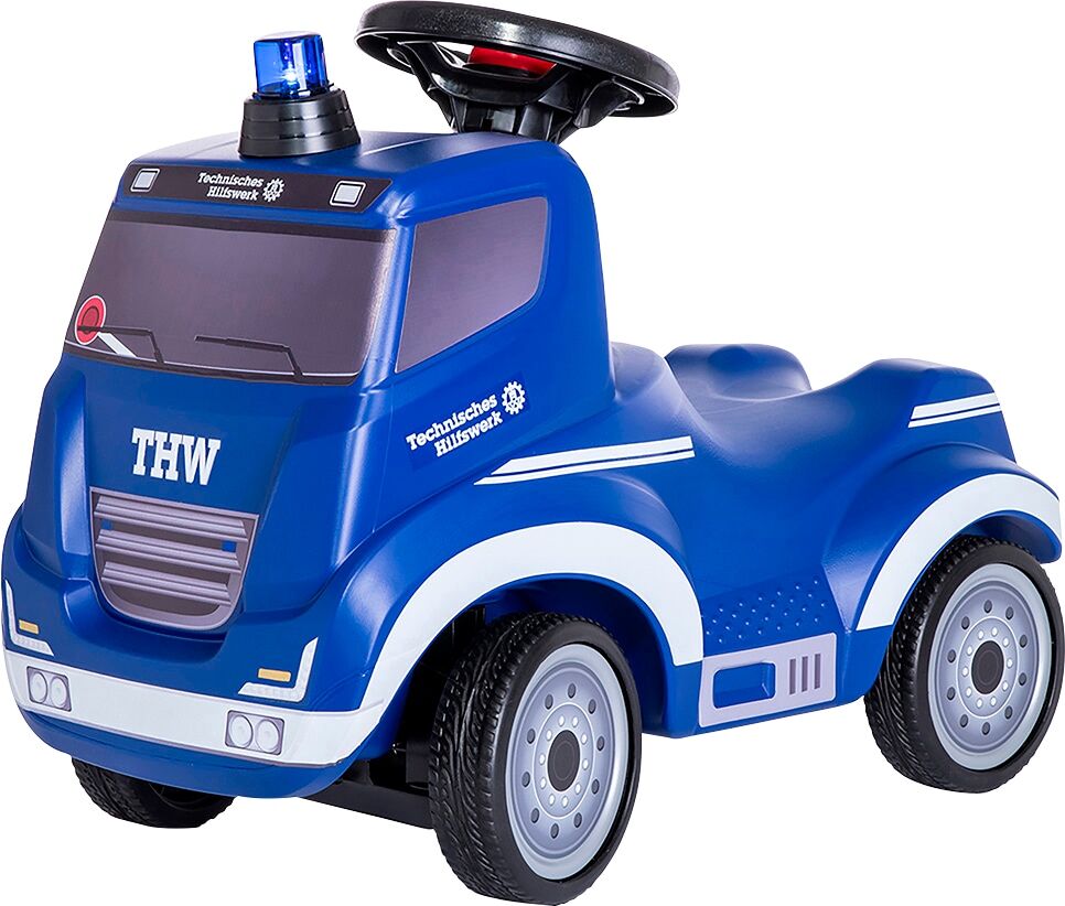 Rutscherauto FERBEDO "Ferbedo Truck", blau (thw), Rutschautos, KinderB:30cm H:59cm T:44cm, Kunststoff, Rutscherauto, incl. Ferbedo MiniFlash (Blaulicht mit Sirene), B:30cm H:59cm T:44cm