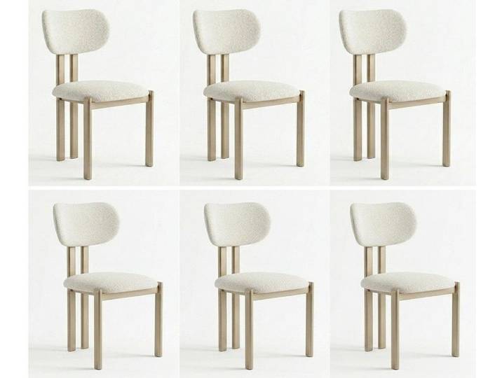 Xlmoebel Sitzgruppe Sechser-Set ergonomische skandinavische Stühle in Milchweiß, Made in Europa