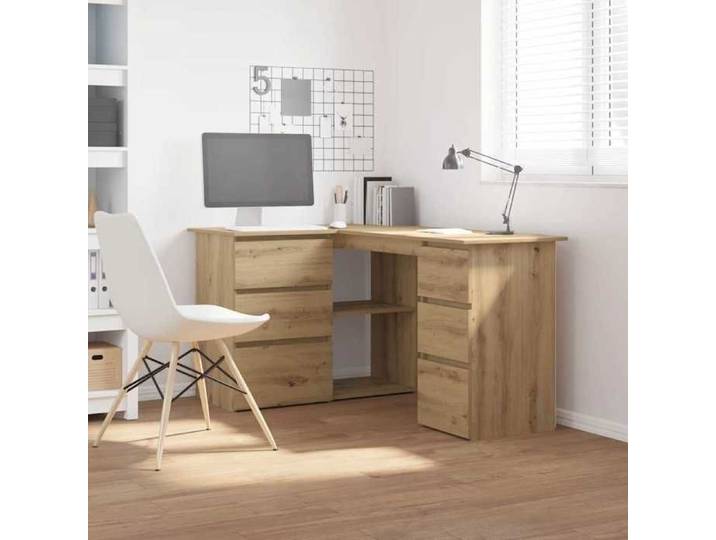 2 Parcel - MEUBLE - Bureau d'angle chêne artisanal 145x100x76 cm bois d'ingénierie_2 ans garantie_02_10533