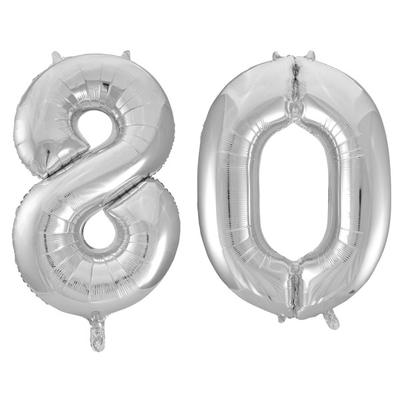 XL Folienballon silber Zahl 80