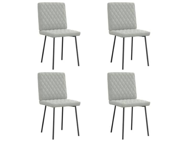 KUTYWEXFM 4er Set Esszimmerstühle Hellgrau Samt Polsterstuhl Komfortable Samtsessel im 4er Pack mit stabiler Metall-Holz-Konstruktion. Ideal für Wohnzimmer, Küche und Gästezimmer.