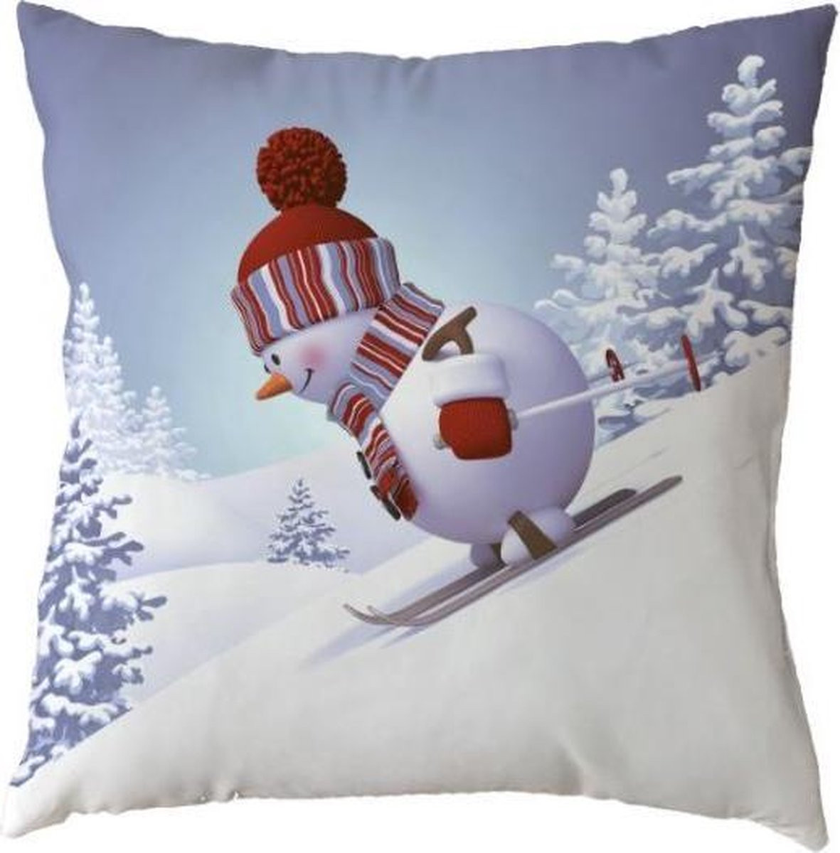 SUNMOOL Kerst Kussenhoes Sneeuwpop - Wit - 45 x 45 cm