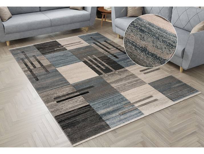 Teppich GOODPRODUCT Beliz Gr. 8, blau, B:280cm H:9mm L:390cm, Kunstfaser, Teppiche, Teppich, mit Konturenschnitt, Kurzflor, 3D-Design, mit Fransen, Wohnzimmer