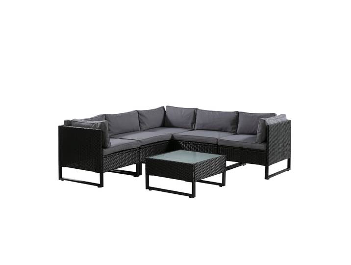 Rattanlounge CAPITOLA schwarz/anthrazit