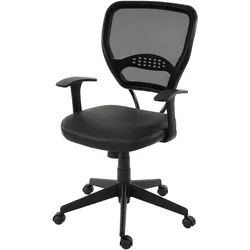 Profi-Bürostuhl Chicago, Chefsessel Drehstuhl, 150kg belastbar, Kunstleder ~ schwarz mit Armlehnen
