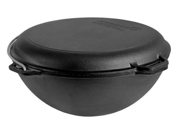 Brizoll Kazan Gusseisen Asian, mit Deckel, Bratpfanne, Dutch Oven, 8 l, Schwarz (KA08-3)