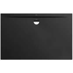 Kaldewei SUPERPLAN ZERO MIT WANNENTRÄGER EXTRAFLACH Duschfläche, 750x900x20 mm, schwarz matt, erhöhte Einbauhöhe, seitlicher mittiger Ablauf
