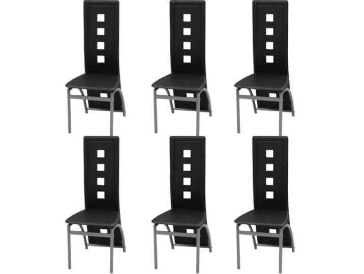 HEFZGDB 6 Esszimmerstühle Kunstleder Schwarz mit Stahlrahmen - Ergonomische Stühle mit hoher Rückenlehne für Komfort und Stabilität, strapazierfähiges Design für langlebige Nutzung,