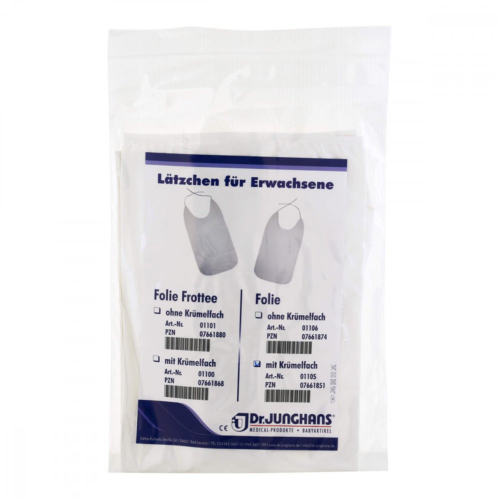 Dr. Junghans Medical GmbH Lätzchen Erwachsene mit Krümelfach Folie weiss 07661851