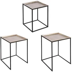 Set aus 3 quadratischen Tischen mit abnehmbaren Tischplatten gold - Rectangle Métal Table Passion 40x40 cm