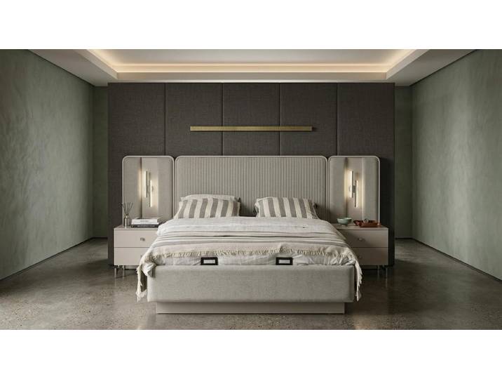 Xlmoebel Schlafzimmer-Set Bett 2x Nachttische Schlafzimmer Stil modern grau praktisch