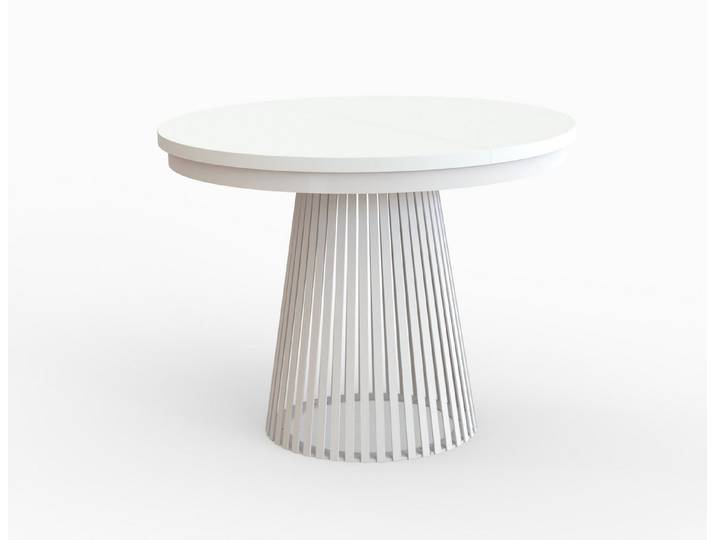 Design Möbel Wohnzimmertisch LAMELL Runder Esstisch ausziehbar 100–180 / 120–200 cm, Metallgestell