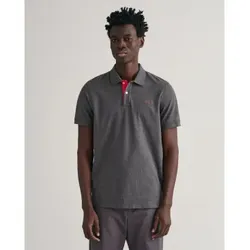 Gant für Herren. 2062026 Kontrastreiches graues Piqué-Poloshirt (M), Lässig, Baumwolle, Kurzarm