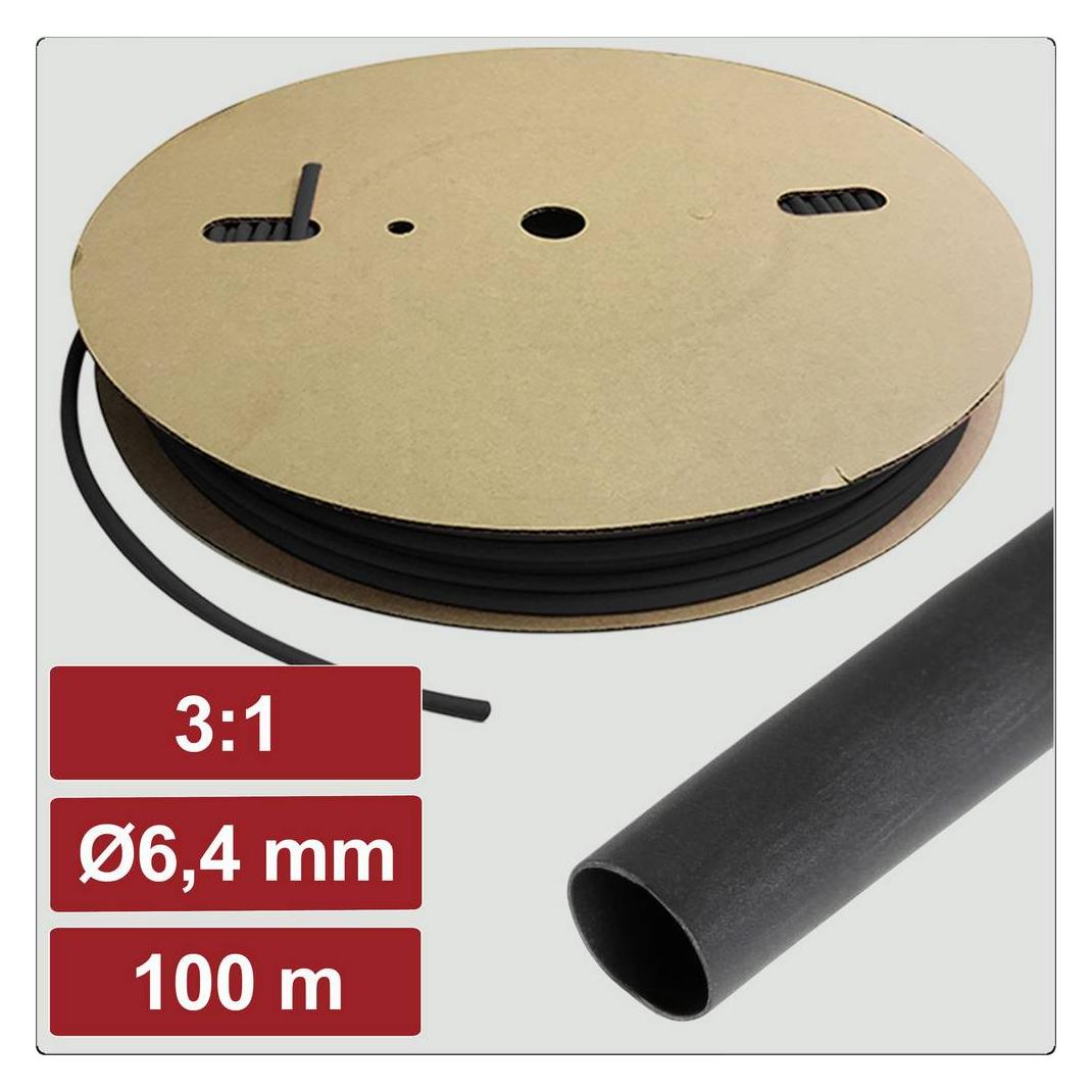 Electronic Garage EG25CA068 Schrumpfschlauch mit Kleber Schwarz 6.4 mm 2.1 mm Sc (100x) (EG25CA068)