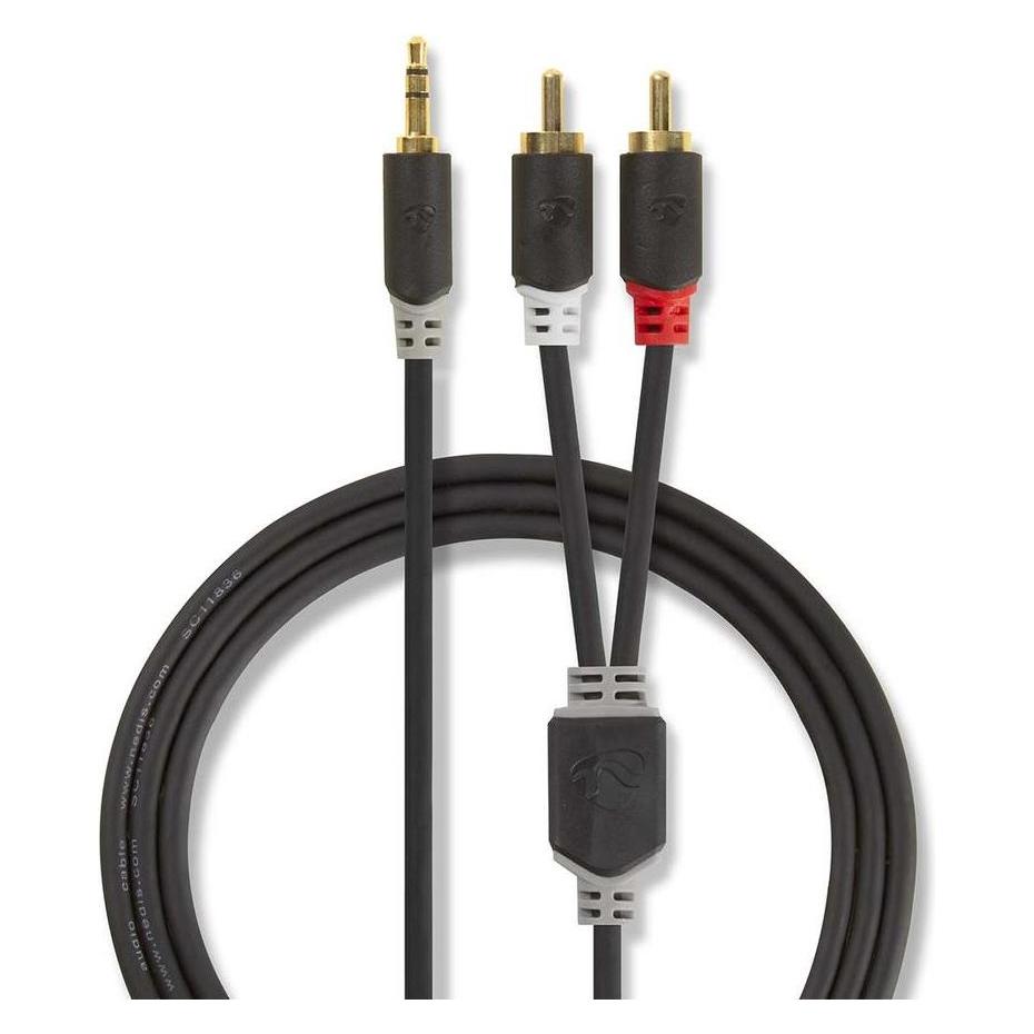 Nedis CABW22200AT20. Anschluss 1: 3.5mm, Anschluss 2: 2 x RCA, Kabelmaterial: Kupferverkleidetes Aluminiu (2 m) (CABW22200AT20)