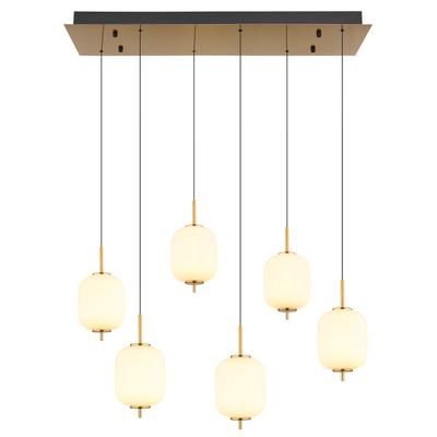 GLOBO LIGHTING LED Pendelleuchte "EWALD", gold (messingfarben), 6, H: 220cm, 1 Stk., Leuchten, Hängelampe/Hängeleuchte/Glas opal/höhenverstellbar/messingfarben, LED Pendelleuchte