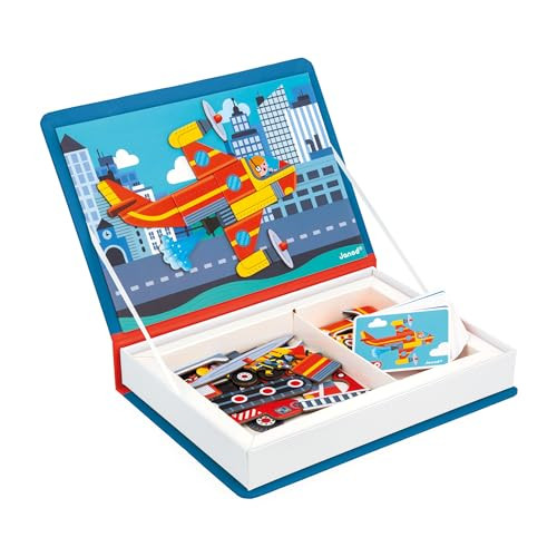 Janod Magnéti'Book brandweer magnetisch leerspel met 60 magneten en 18 modellen voor kinderen vanaf 3 jaar