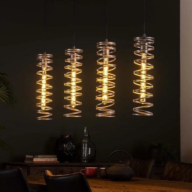 WoonStijl Hanglamp Spiral 4L Zilverkleurig Metalen Modern Design