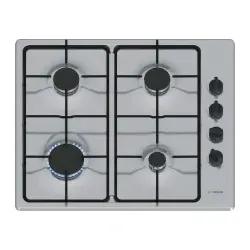 PBP6B5K80 Gaskochfeld 60cm Edelstahl Schwertknebel Stahl-Topfträger