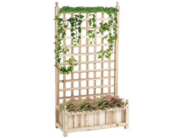 Outsunny Pflanzkasten Rosenbogen Rankgitter 64x28x120 cm Naturholz