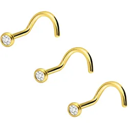 3er Set Titan Nasenstecker Spirale KRISTALL