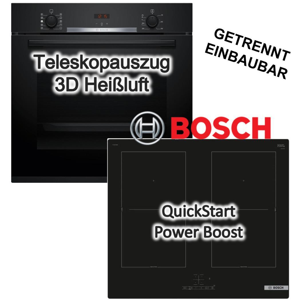 Herdset BOSCH Backofen Hydrolyse + Induktionskochfeld PowerBoost autark 60 cm