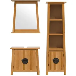 vidaXL, Badmöbelset, Olcolos (Spülbeckenschrank + Hochschrank + Spiegel)