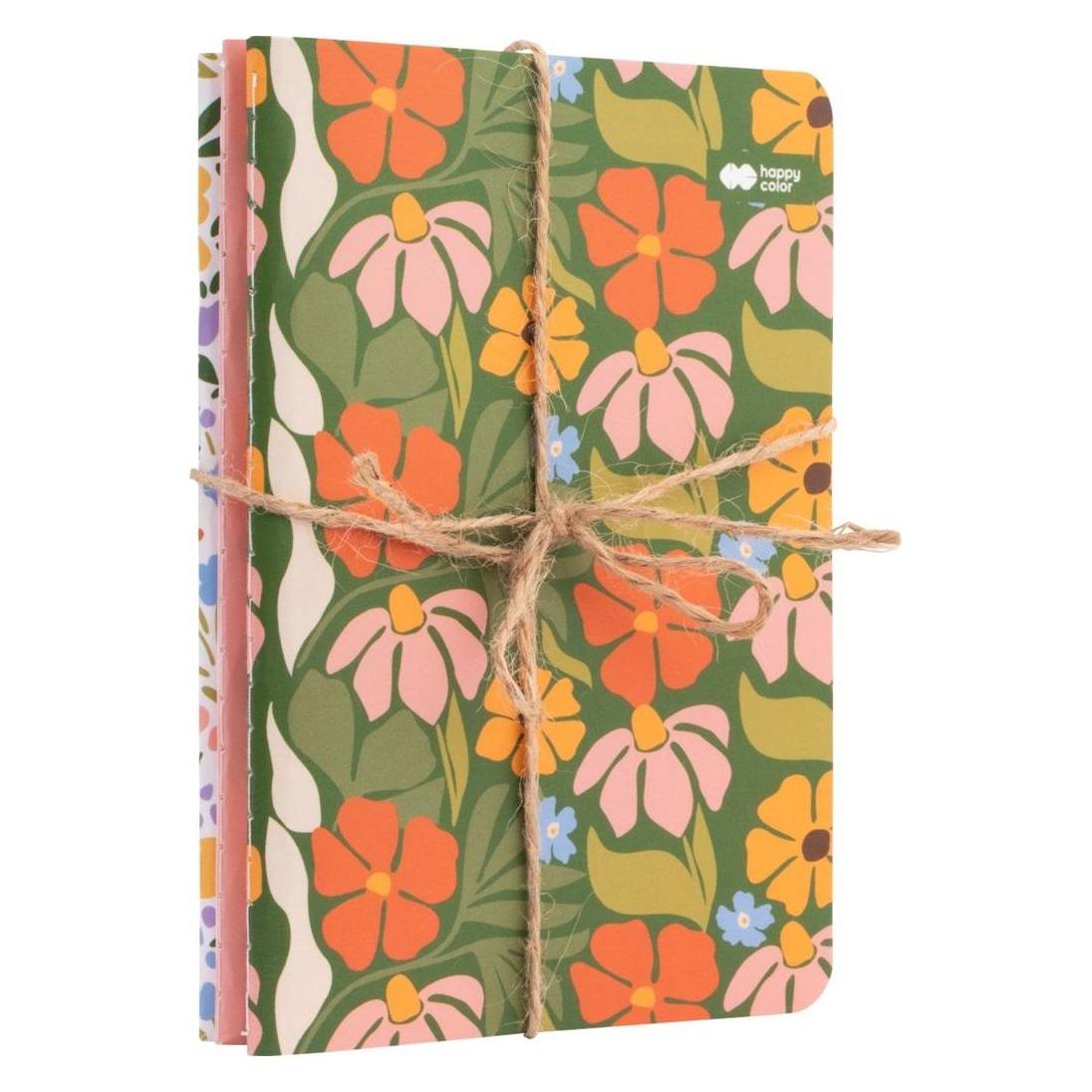 Happy Color Genähtes Notizbuch A6/32K Bloom boho (3 Stück) (A6, Gepunktet, Weicher Einband) (48986121)