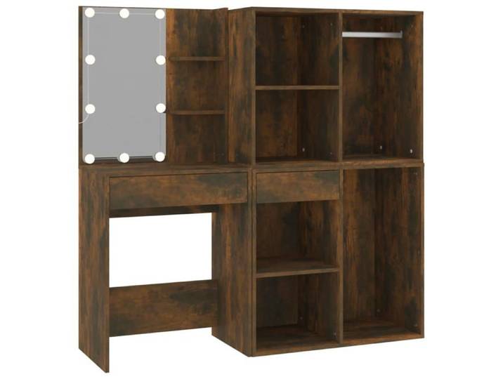Automne/hiver 2025  Coiffeuse à LED - CLOUD - Pour femmes/filles - avec armoires Chêne fumé Bois d'ingénierie FR30