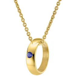 trendor 68062 Anhänger Taufring Gold 333 mit Saphir an goldplattierter Kette, 38 cm
