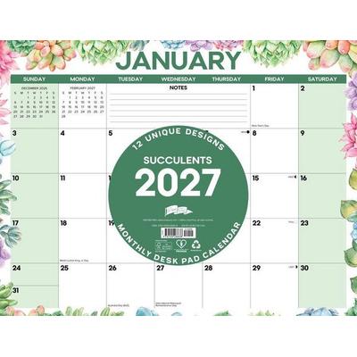 Succulents 2027 22 X 17 Large Monthly Deskpad