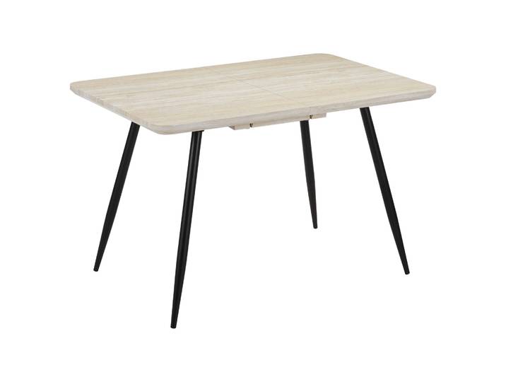 Esstisch OTTO HOME Ombrone , beige (travertin farb., schwarz, travertine farb.), B:120cm H:76cm T:80cm, Tische, Esstisch, ausziehbar 120-160 cm, Synchronauszug, inkl Einlegeplatte, Breite 80cm