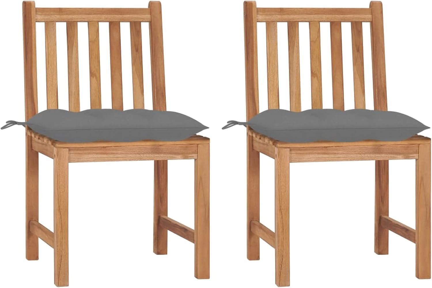 Gartenstühle 2 STK. mit Kissen GartenstüHle Gartensessel Outdoor Garten StüHle Terassenstuhl Massivholz Teak - 3062932