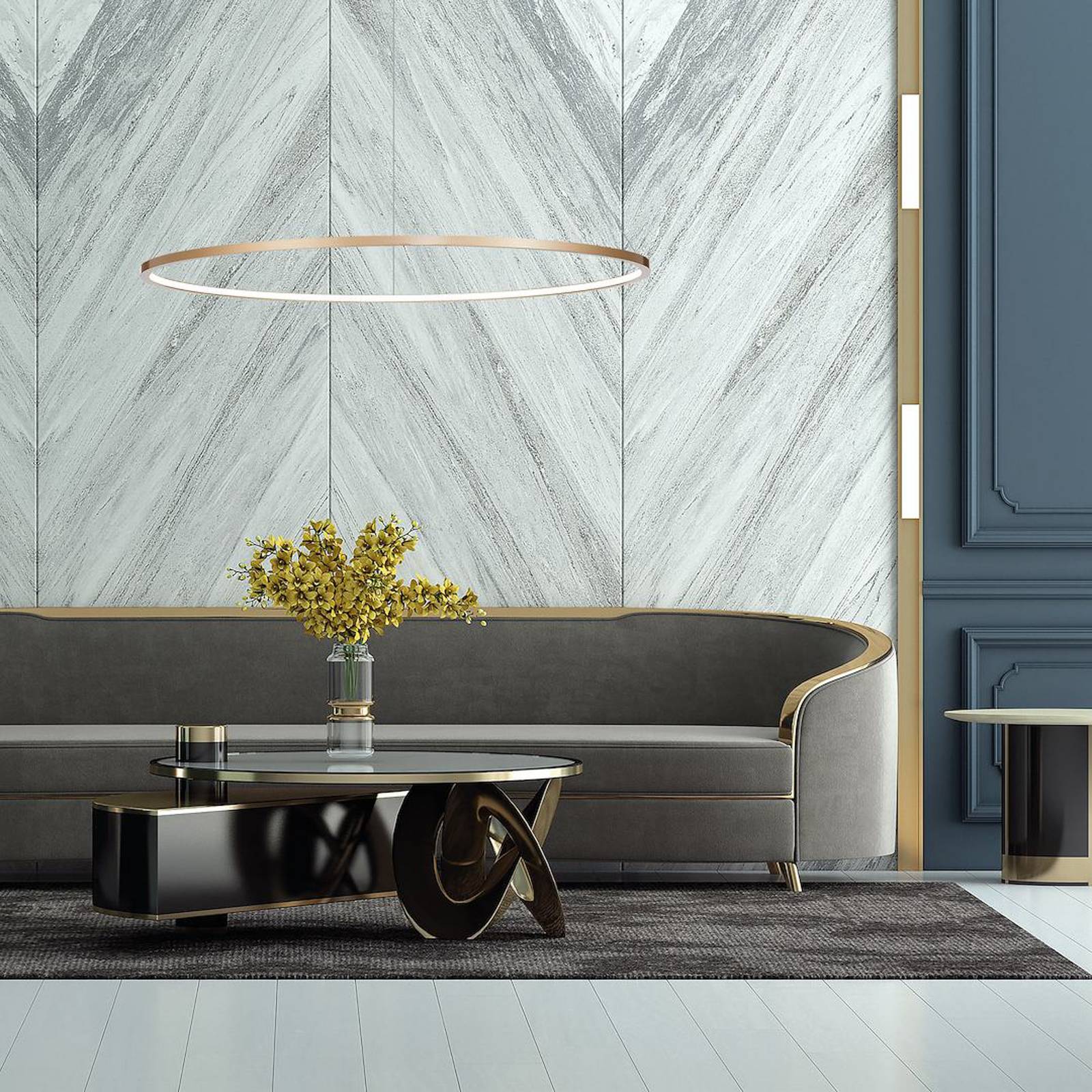 Pendant Light Saturno Milagro Lighting, Brass / gold, Living / Dining Room, Aluminium, Modern, Ceiling Light