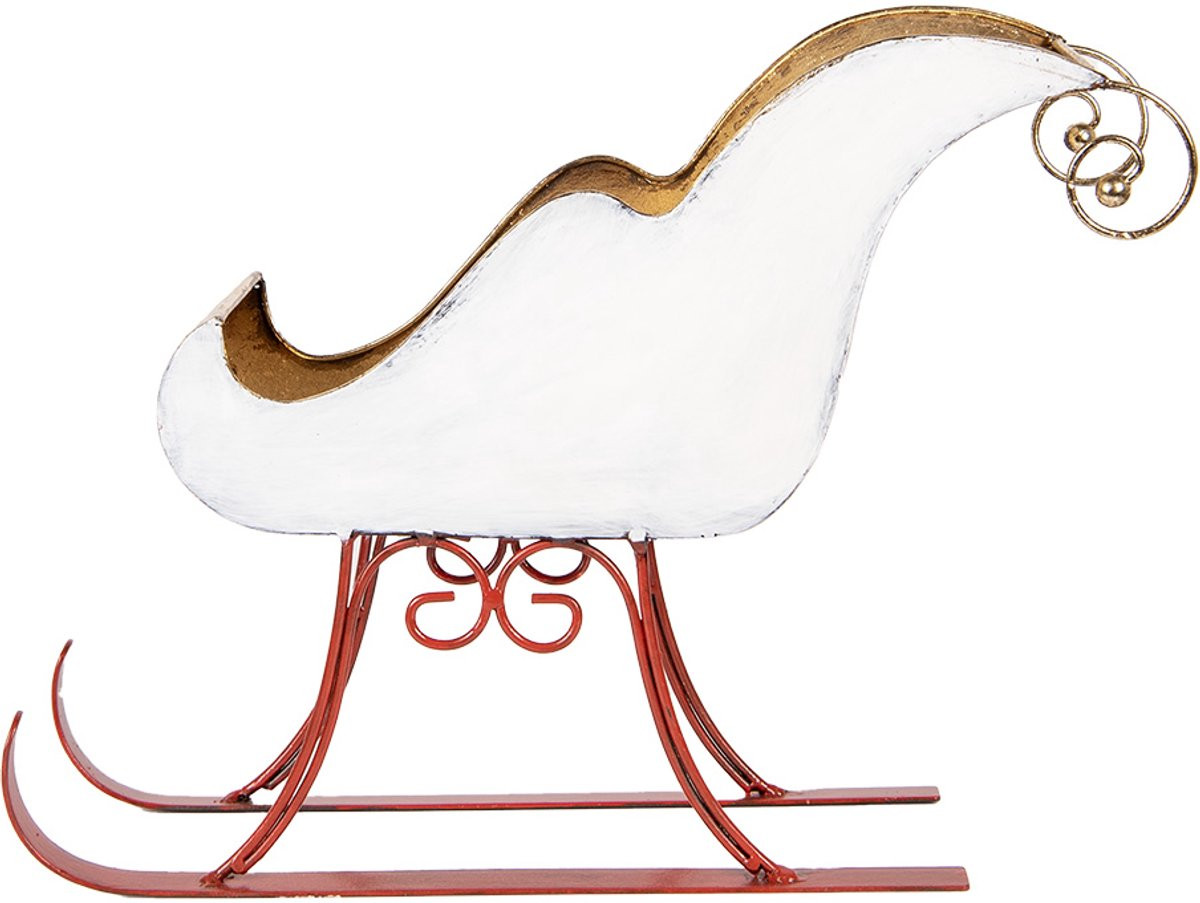 Clayre & Eef Decoratie Beeld Slee Wit Metaal B/D/H: 37 x 15 x 28 cm