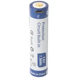Keeppower 16650 Li-ion Akku 2100mAh, 3,7V - 3,6V, 70,2x16,74mm PCB geschützt mit USB Lademöglichkeit P1621U
