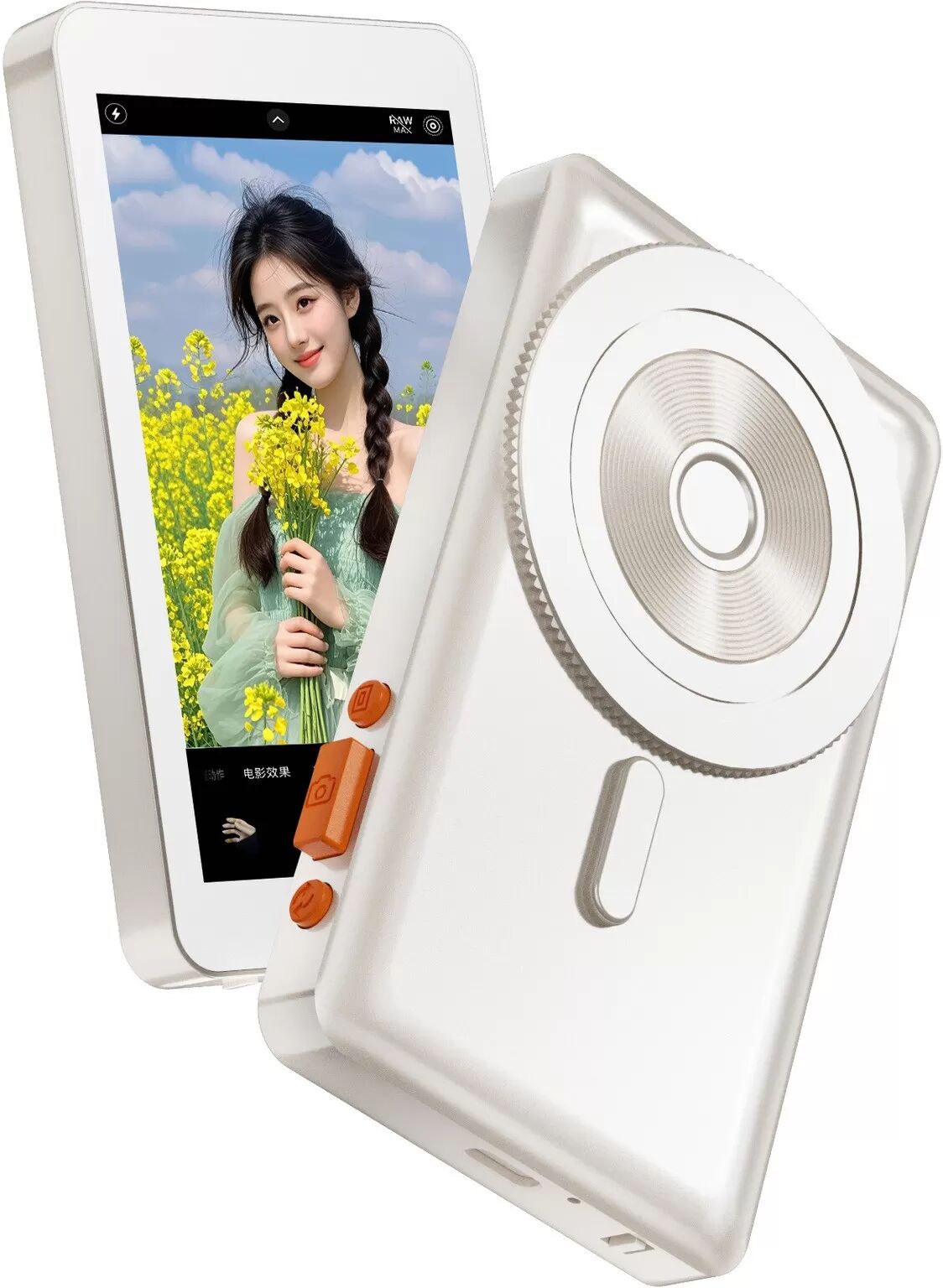 INF Dispositif de duplication d'écran sans fil avec bouton caméra - Projecteur selfie/diffusion en direct pour téléphone, Blanc