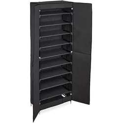 Relaxdays Schuhschrank, 30 Paar Schuhe, magnetische Türen, Stecksystem, Stoffschrank HBT: 168 x 61 x 31,5 cm, anthrazit