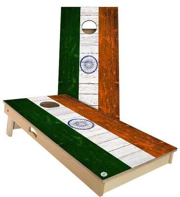 Skip's Garage India Flag Outdoor Cornhole Board Set
