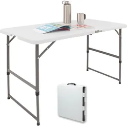 Baumarktplus Flohmarkttisch höhenverstellbar 120x60 cm zusammenklappbar Campingtisch Partytisch Tapeziertisch
