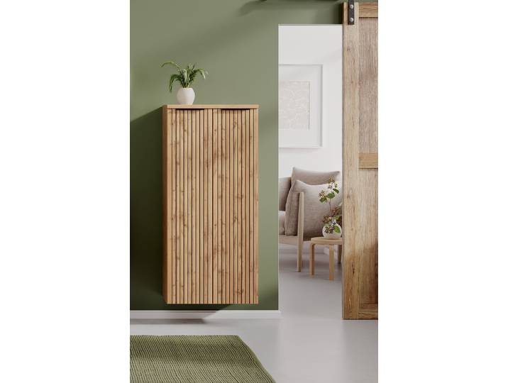 Midischrank WELLTIME, braun (wotaneiche), B:60cm H:130cm T:35cm, Holzwerkstoff, Schränke, Midischrank, Welltime, Breite 60 cm, 2-türig, gedämpft