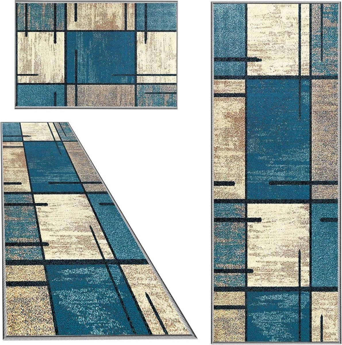 Gangloper Abstract Tapijt met Antislip en Wasbaar Ontwerp voor Gang, Keuken of Woonkamer